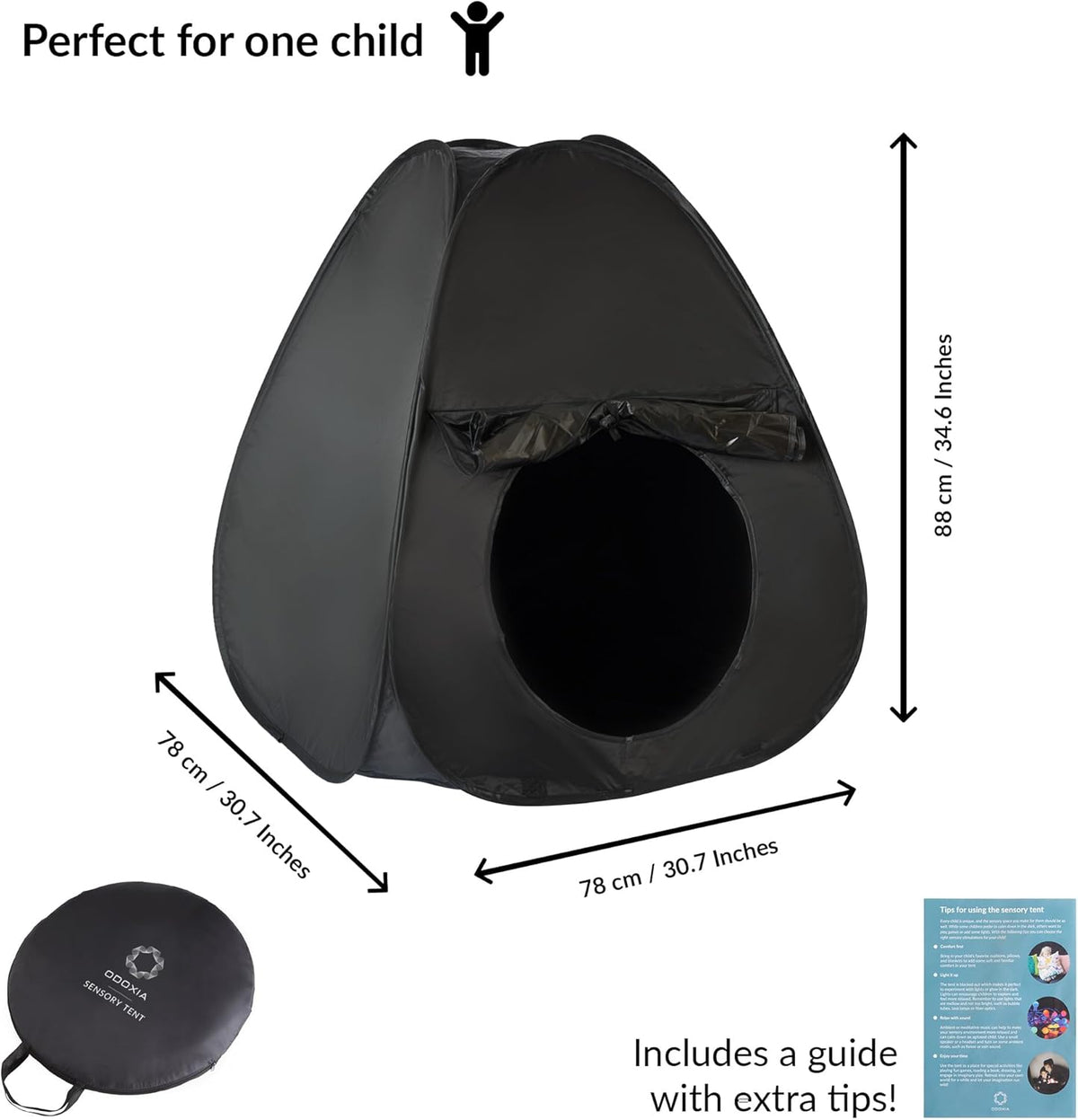 Sensory tent with measurements