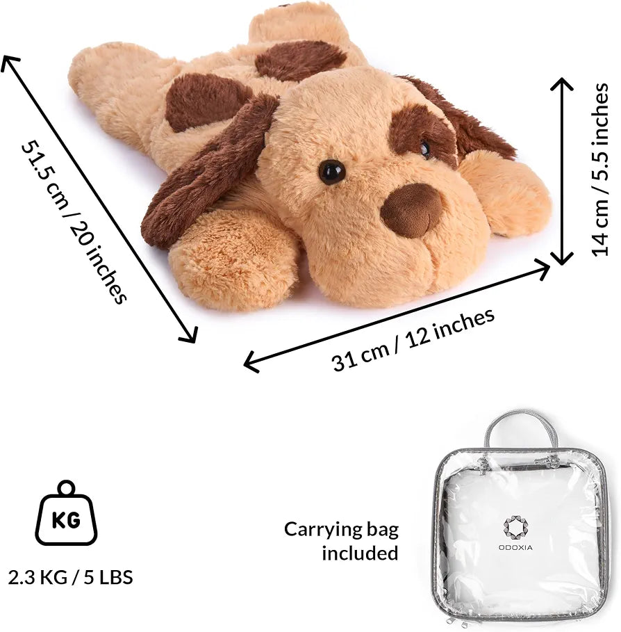 ODOXIA Weighted Stuffed Animal for Kids 2.3 KG | Calming & Comforting | Weighted Plush Dog | Includes Carrying Bag | Sensory Animals Plushie