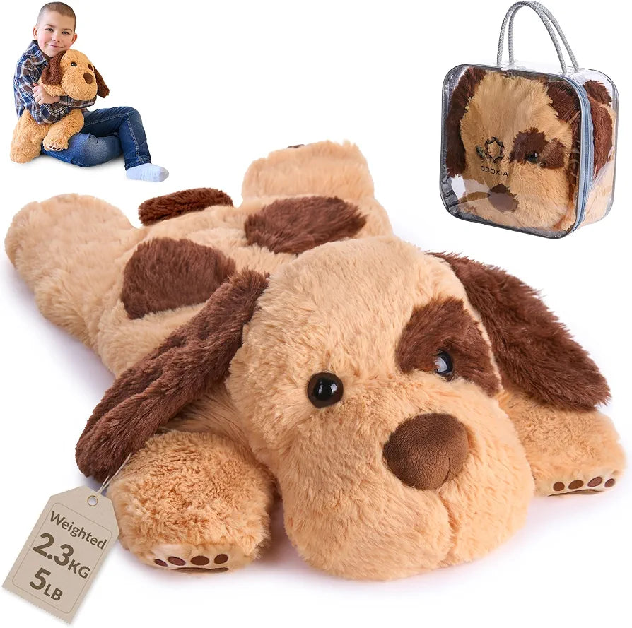 ODOXIA Weighted Stuffed Animal for Kids 2.3 KG | Calming & Comforting | Weighted Plush Dog | Includes Carrying Bag | Sensory Animals Plushie