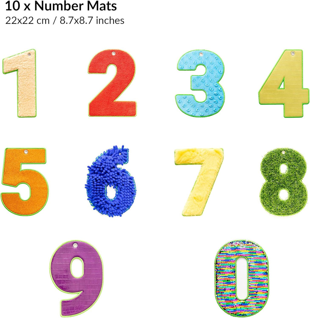 Set of colorful number texture mats from 1 to 10 on a white background