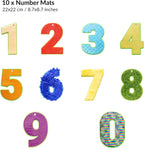 Set of colorful number texture mats from 1 to 10 on a white background