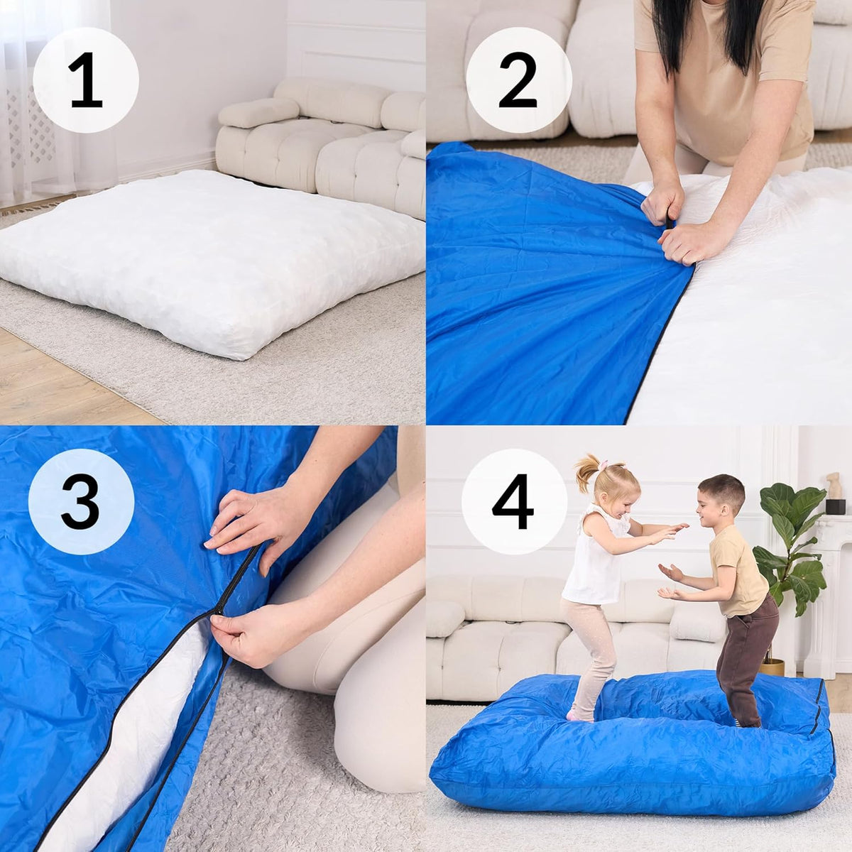 Step-by-step process of setting up a sensory crash pad.