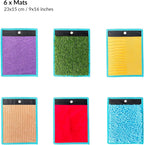 Set of six colorful wall panels with different textures on a white background